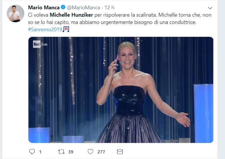 Tweet su Michelle Hunziker